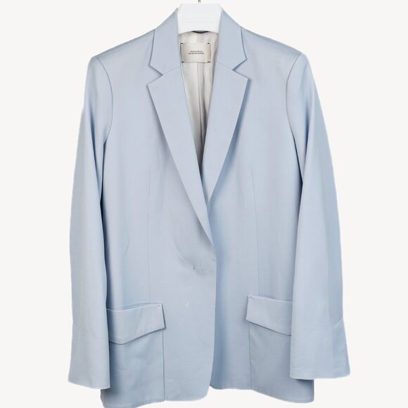 Dorothee Schumacher Baby-Blue Stretch-Wool Hidden-Button Blazer